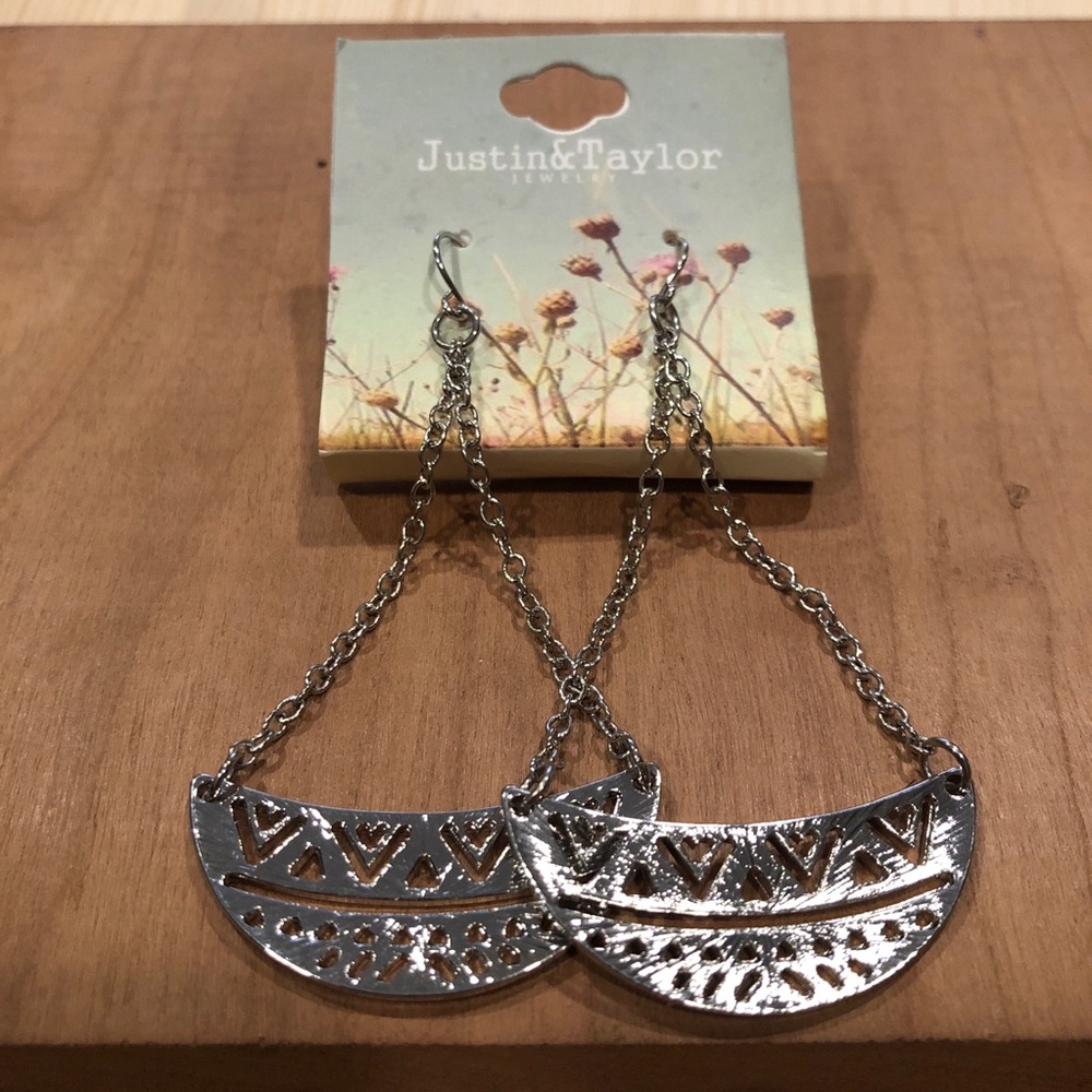 Justin & Taylor half moon cut out drop earrings
